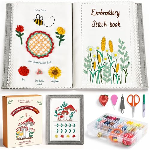 CYANFOUR 2026 New Embroidery Stitch Book Kit for Adults Beginners Cross Stitch Kit with Step-by-Step Guide and Video Threads and Needles Portable Crafts Gift for Adults