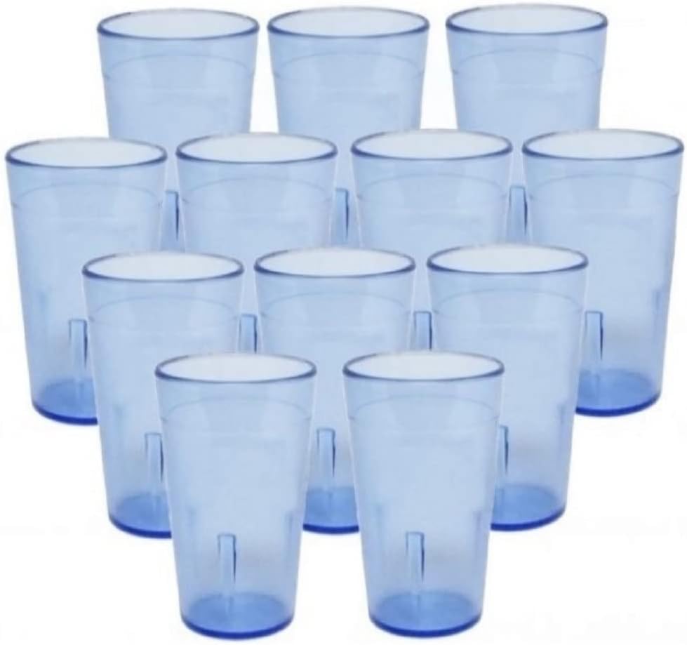 TrueCraftware- 32 oz. Pebbled Tumbler Drinking Cups Blue Color Set of 12 - Reusable Premium Water Iced Tea Glasses Drinking Glasses Stackable Dishwasher Safe Break-Resistant for Home and Restaurants