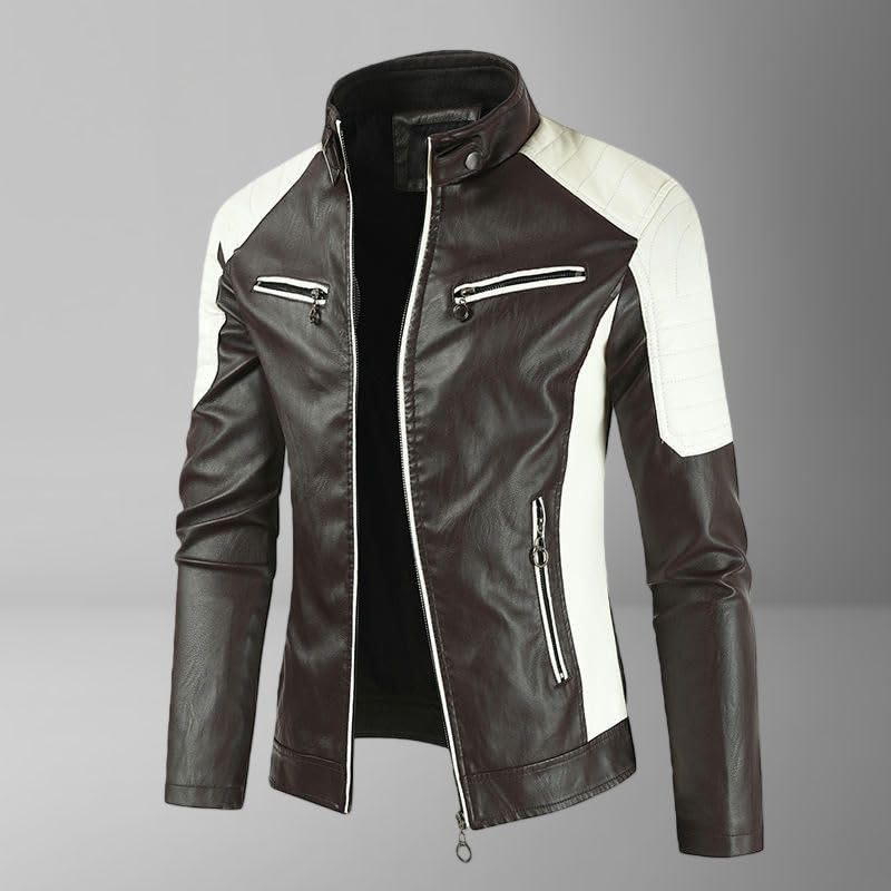 Chaqueta biker hombre en cuero sintético ligero miniatura 5