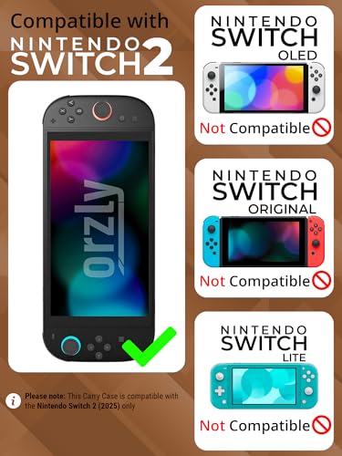 Image of Orzly Case Compatible with Nintendo Switch 2 - Protective Travel Carry Case with Screen Padding, Game Card & microSD Slots, Zipped & Open Pockets for Accessories - 7.9 inch Gift Boxed