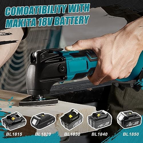 Akku Multifunktionswerkzeug Kompatibel mit Makita 18V Lithium-Akku, 170W Bürstenlos Motor Oszillierwerkzeug zum Schneiden, Polieren, Sägen, 6000-20000 RPM, 6-Stufige Geschwindigkeitsregelung,Ohne Akku – Bild 4