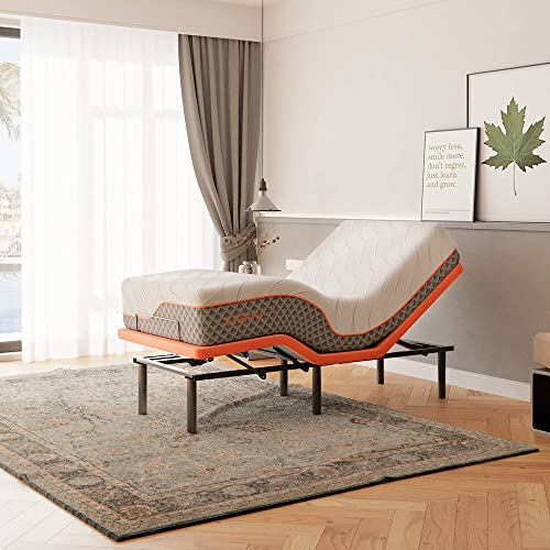 Image of ESHINE Adjustable Bed Frame + 12 inch Hybrid Mattress Twin XL(Medium) - Luxury Gel Memory Foam, Massage, Wireless Remote, USB, Under Bed Night Light, Head and Foot Incline, 3000 Series