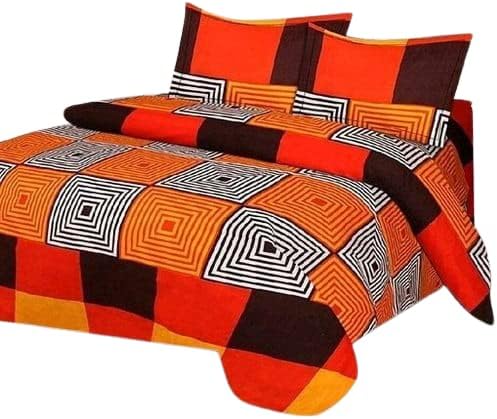 Premium Double Bedsheet with 2 Pillow Covers - 160 TC Supersoft Glace Cotton - Breathable