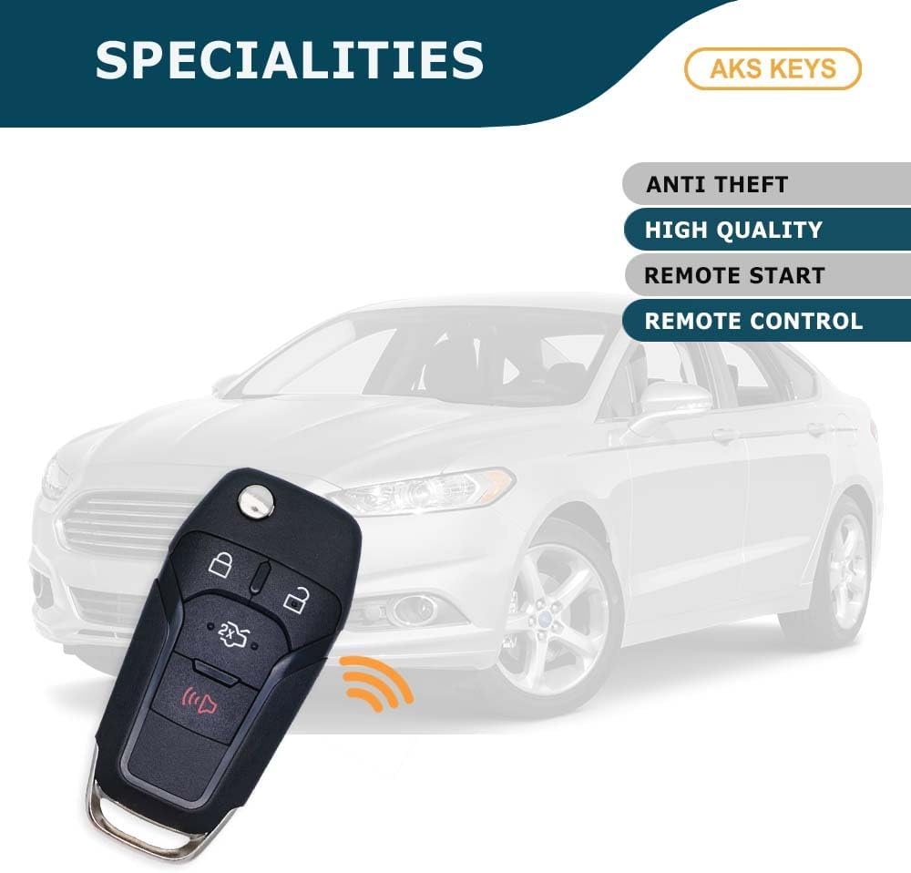 Replacement for Selected Ford Fusion Flip Key Fob 4 Buttons That use FCC N5F-A08TAA - 315 MHz Compatible with Ford Fusion 2013 2014 2015 2016 (1)