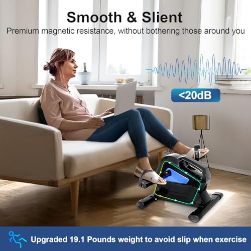 Image of Under Desk Bike Pedal Exerciser, Himaly Mini Exercise Bike with Magnetic Resistance, Portable Peddler Foot Cycle for Arm & Leg with LCD Screen Display