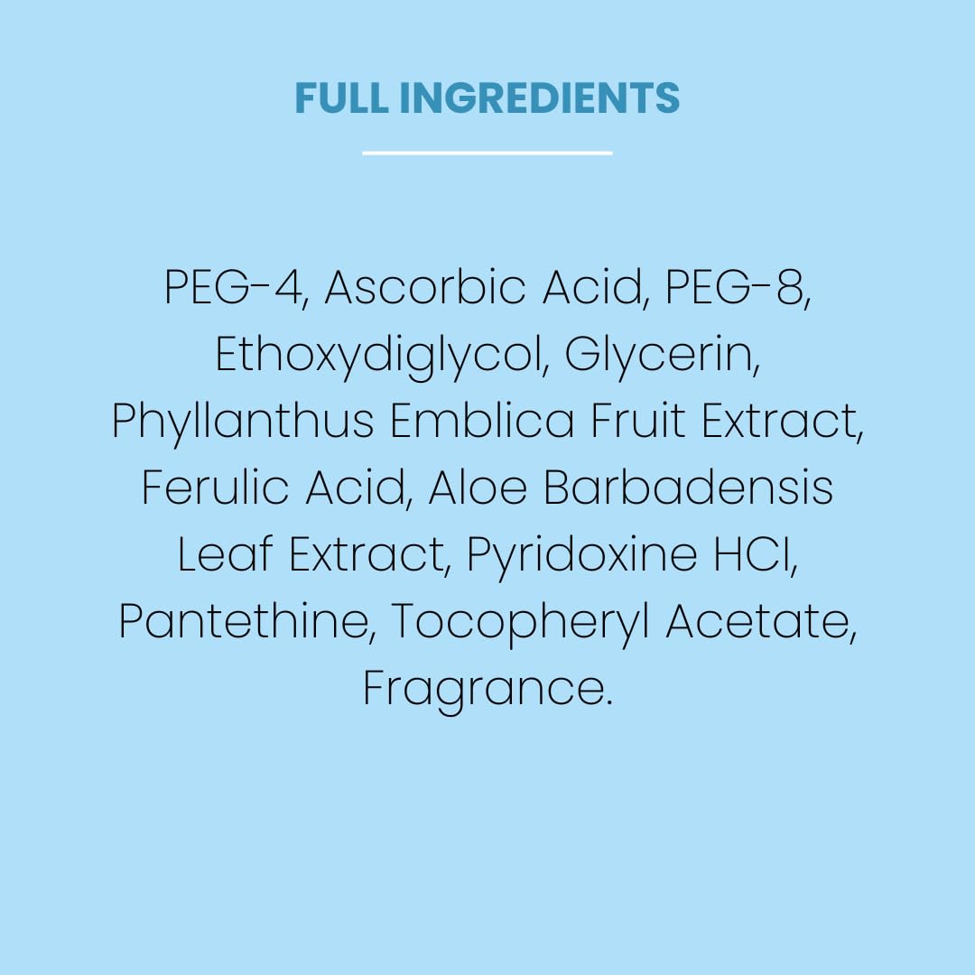 Vitamin C Serum 20% with Ferulic Acid & Vitamin E - Brightening Facial Serum for Dark Spots, Wrinkles & Uneven Skin Tone - Fast-Absorbing, Non-Irritating Formula - 1 fl oz - Image 7