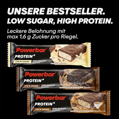 Powerbar - Protein Plus - Low Sugar - Chocolate-Brownie - 30x35g - Riegel mit nur 107 Kcal - Fitnessriegel mit Ballaststoffen