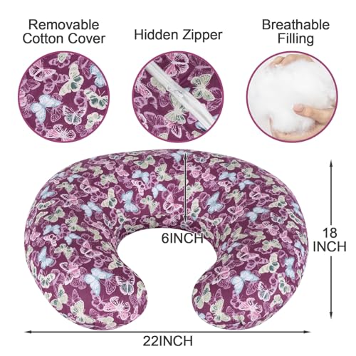 Image of x-vesolje Nursing Pillow, Breastfeeding Pillow with Removable Cover, Ergonomic Breast Feeding Pillow, Baby Feeding Support Pillow for Mom Easier Breastfeeding- Original Size /Butterfly