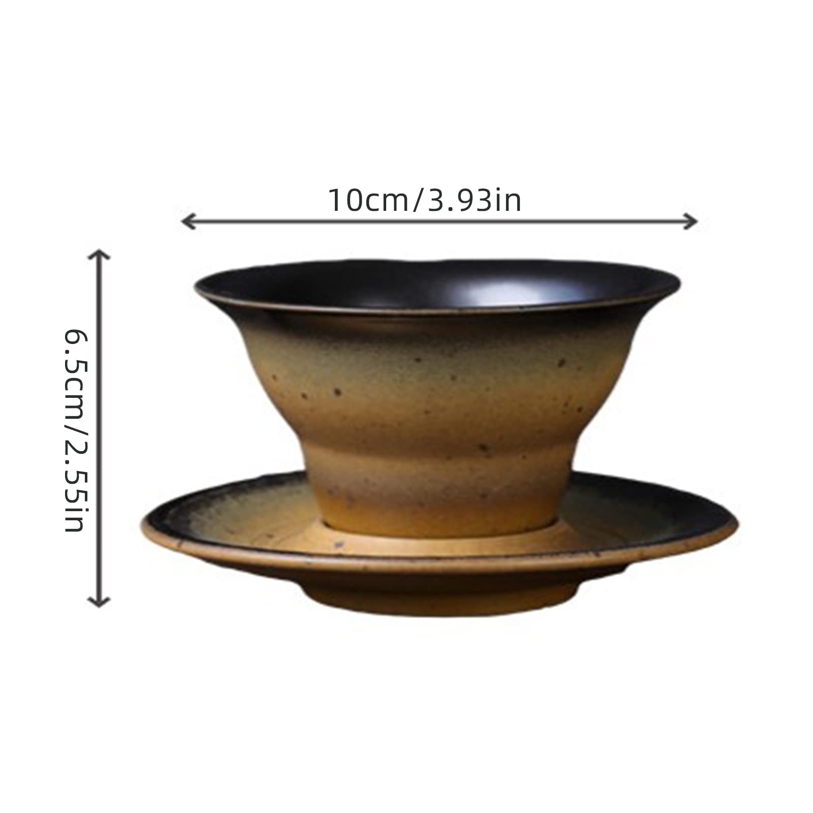 Taza de capuchino hecha a mano de 5.4 oz con platillo Tazas de café expreso de cerámica gruesa Tazas de café de porcelana de cerámica para capuchino Leche Cacao, Apilamiento y ahorro de su encimera,
