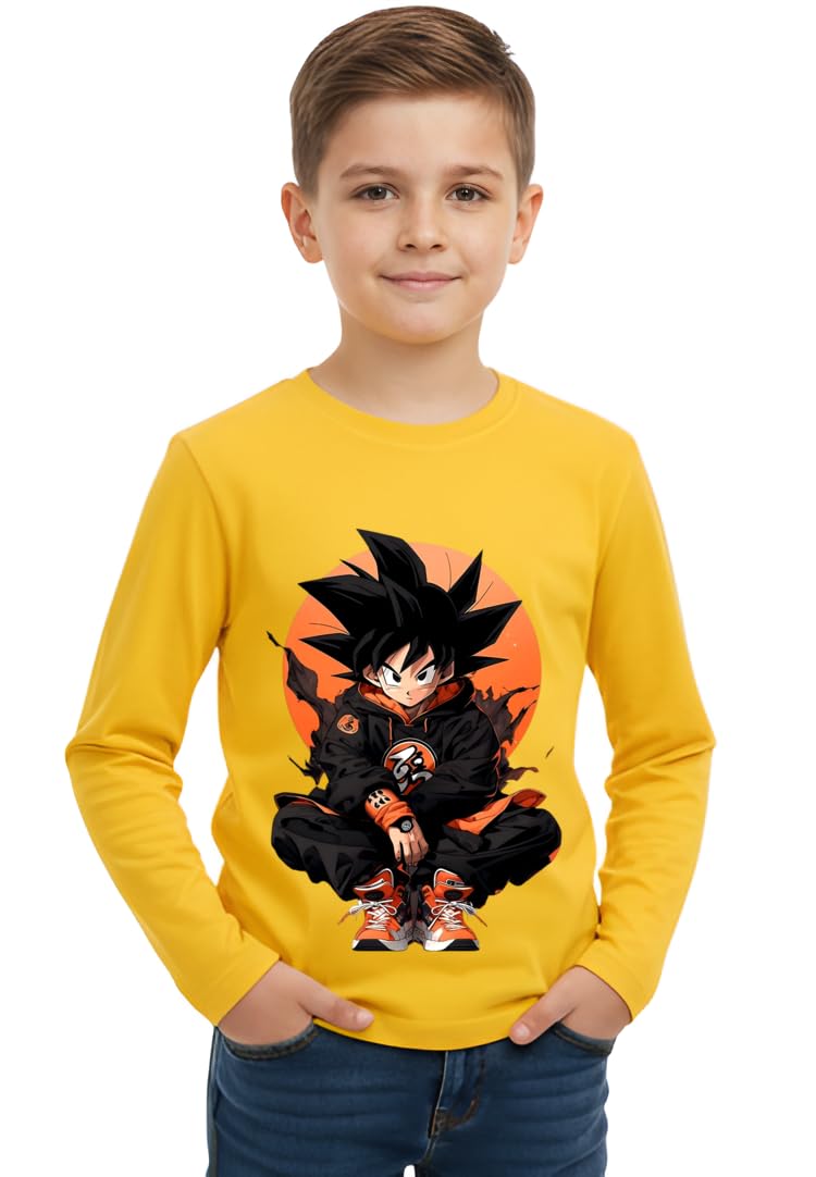 Anime Urban Style Printed Cotton Full Sleeve T-Shirt for Kids-D4