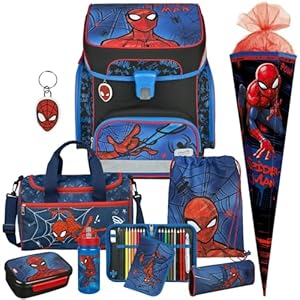 Pridera Spiderman - SCOOLI Undercover EasyFit Schulranzen-Set 9tlg. mit SCHULTÜTE, Sporttasche, BROTDOSE und TRINKFLASCHE