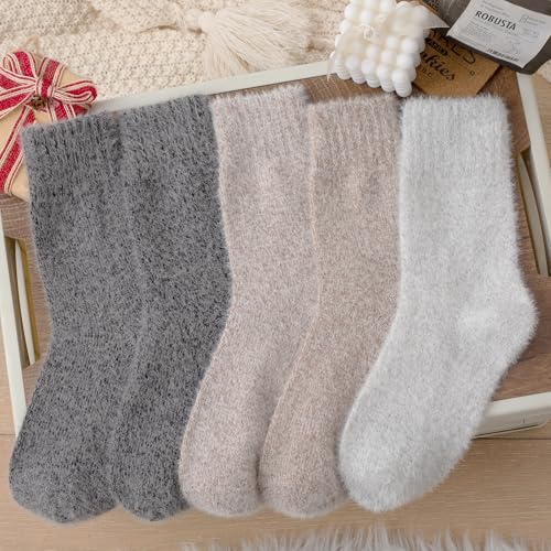 SISOSOCK 5 Pairs Fuzzy Soft Cozy Comfortable Socks for Women, Casual Sleep Comfy Socks, Perfect Warm Winter Gifts for Women — view 6