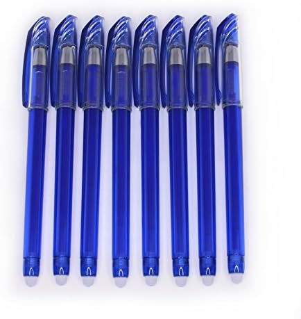 Erasable Pens - Set of 8 Gel Ink Pens - Value Pack of 8 Blue Rollerball Pens with Fine 0.5mm Point - Best for Smooth Writing & Easy Correction - A Novel Gift - by Hieno Supplies