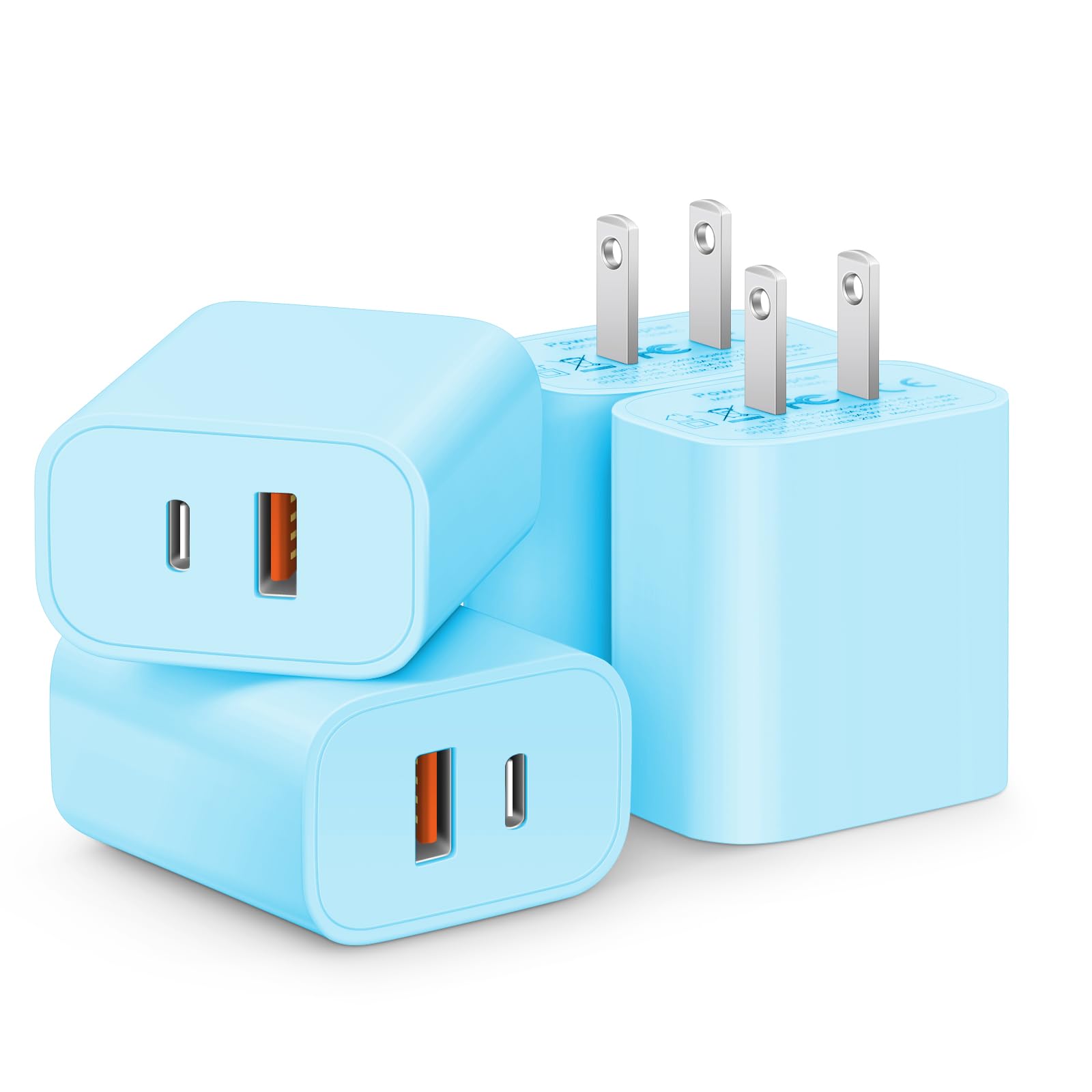[4 Pack] 20W USB C Charger Block Fast Charging Multiport Adapter