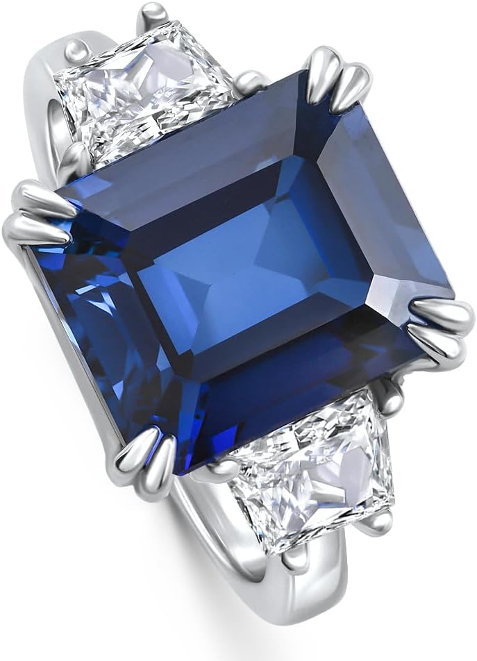 Pompeii 6Ct Blue Sapphire & Diamond Anniversary Engagement Ring 14k White Gold Lab Grown (E/F,VS1-VS2)
