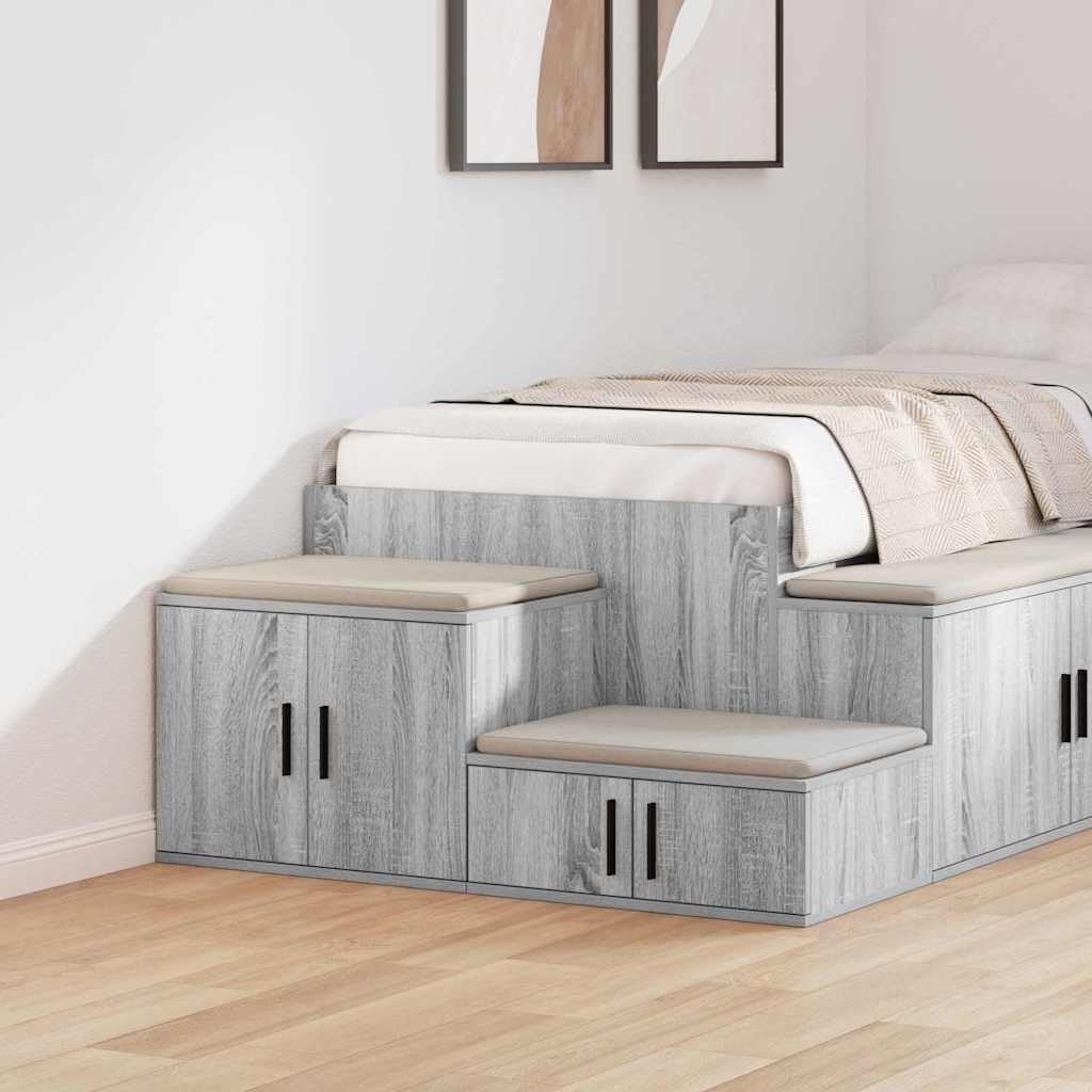 Table de chevet haute pour lit moderne : le lot de 2 armoires grises gain de place