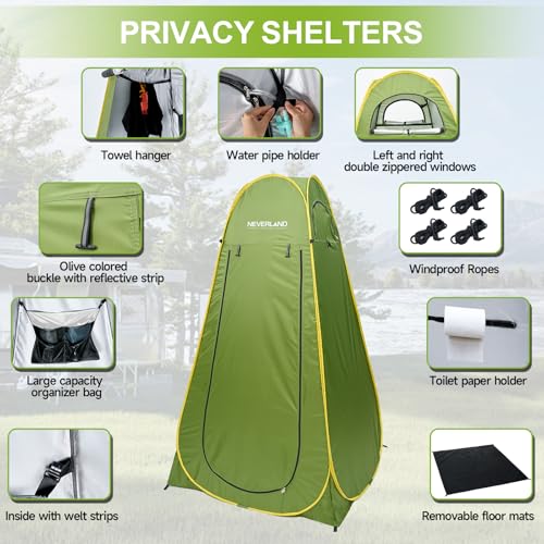 Image of NEVERLAND Pop up Privacy Shower Tent - Portable Changing Shower Tent, Dressing Room, Bathroom, Outdoor Rain Shelter for Camping, Hiking, Beach