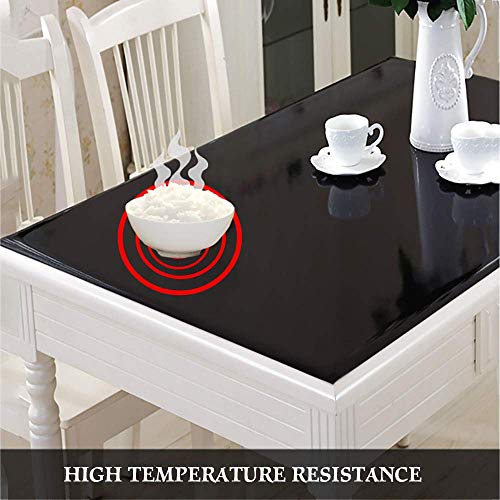 Nappe PVC 2 mm imperméable et essuyable, protège-table vinyle noir durable