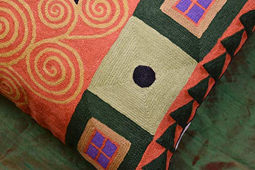 Klimt Orange Modern Throw Pillow Cover | Orange Abstract Pillow | Modern Couch Pillow | Contemporary Throw Pillows | Modern Outdoor Pillow | Mid Century Chair Cushions | Handmade Wool Size 18X18 #TOP3