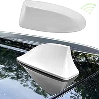 اريال لسقف السيارة علي شكل زعنفة سمك قرش، اريال سقف لتحسين ارسال راديو اف ام/ايه ام، اكسسوارات هوائى للسيارات - اريال شغال اشارة راديو - ابيض - من كابر تريد