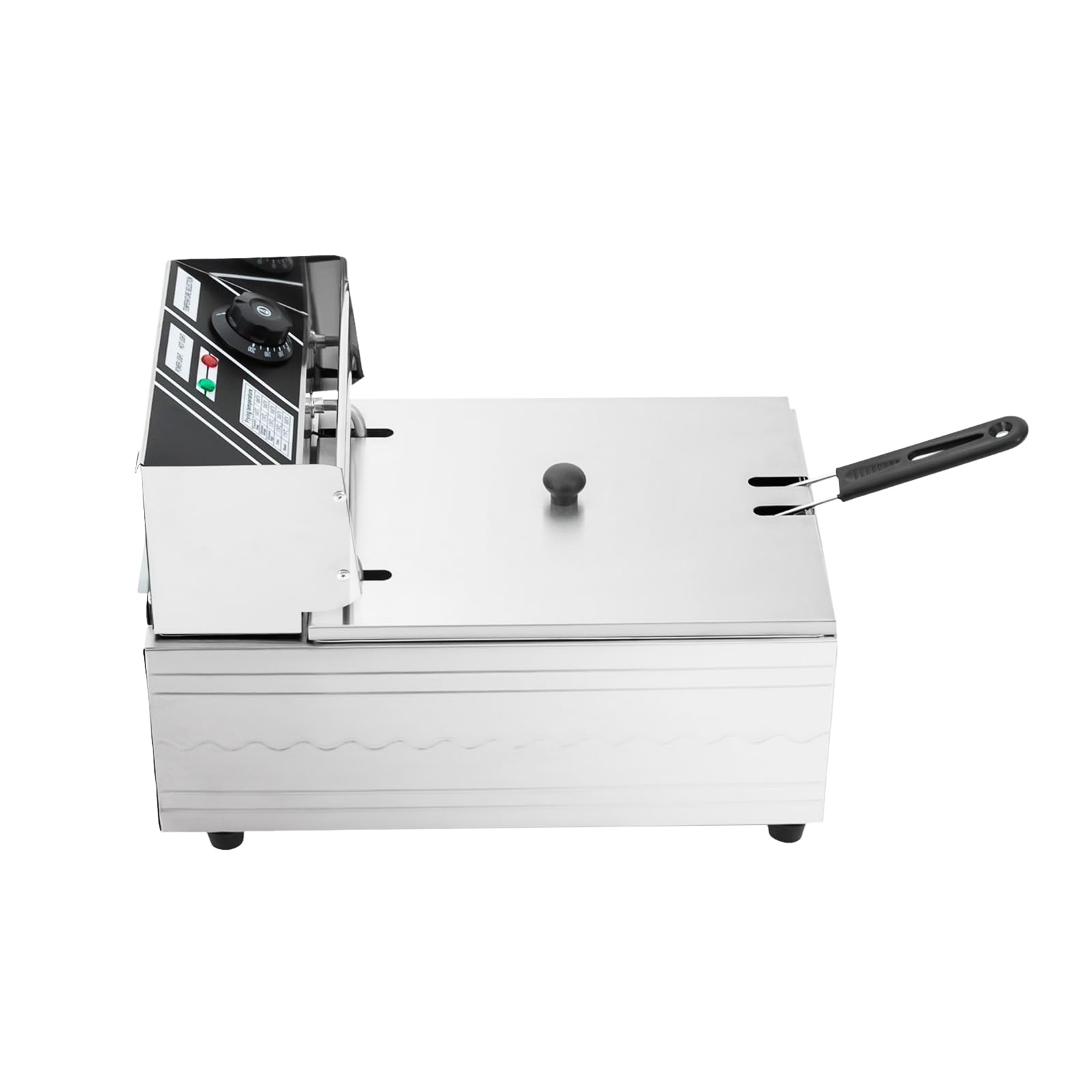 Friggitrice singola, Friggitrice elettrica in acciaio inox, 2 serbatoi da 6L, Controllo preciso della temperatura dell'olio, 60-200℃, Friggitrice elettrica a immersione da 2500W, per ristoranti