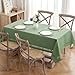 MIULEE Sage Green Thick Polyester Linen Rectangle Tablecloth with Decorative Cutouts Waterproof Stain Resistant Table Cloth Spring Boho Farmhouse Table Cover for Dining Party Wedding, 52 x 70 inch
