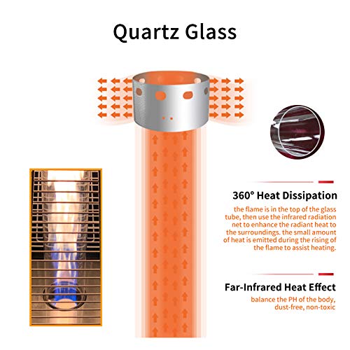Patio Heater Outdoor Propane Heater 48000 BTU,Quartz Glass Tower Heaters,Heating Stove with Wheels for Moving,Overturn Protection