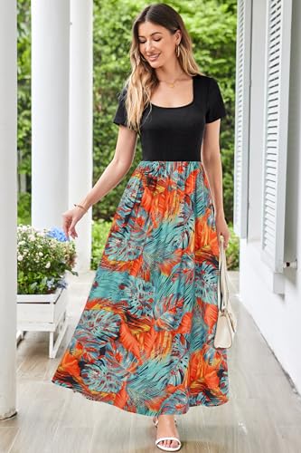 Robe longue d'été vêtement de maternité OUGES qui soulage la silhouette avec poches pratiques - 4