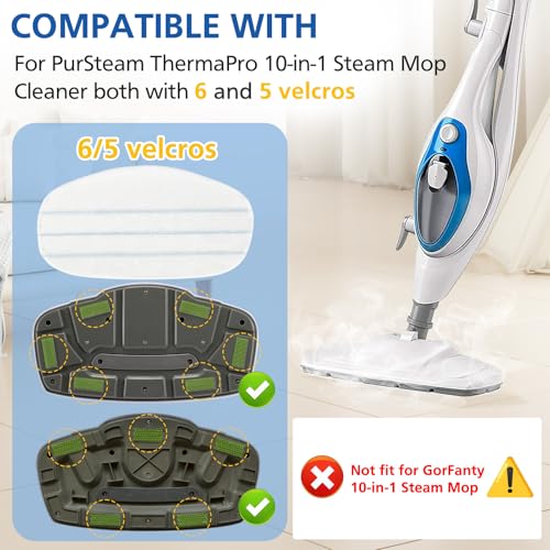 Image of LINNIW 6 Pack Replacement Steam Mop Pads Compatible for PurSteam ThermaPro 10-in-1
