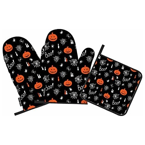 Samgula Halloween Oven Mitts and Pot Holders Set Cover