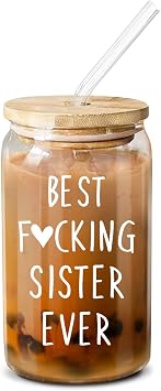NewEleven Mother Day Gift For Sister From Sisters, Brother - Unique Birthday Present, Soul Sister, Big Sis Little Sis, Sisters In Law, Sibling, Bestie - 16 Oz Coffee Glass