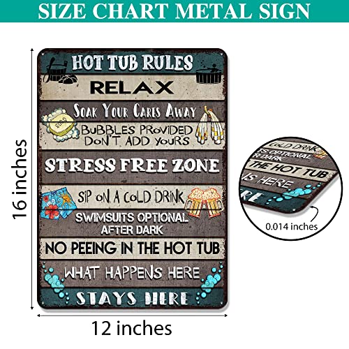V Vibepy All Over Printed Hot Tub Rules Metal Sign 12X16 Inches, Hot Tub Sign, Funny Rules Sign, Bathroom Metal Sign, Decorations Sign, Backyard Metal Sign, Outdoor Metal Sign, Hot Tub Rules Sign (Hot Tub Rules) #TOP1