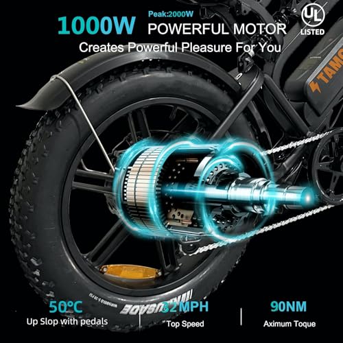 Tamobyke V20 Pro Electric Bike, 2000W Peak Motor/48V 18.2ah Lithuim Battery Ebike, 20'' Fat Tire Electric Bike, 33mph Top Speed, Color Display, Throttle & Pedal Assist.