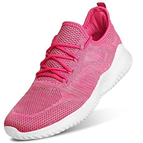 Image of Flysocks Slip On Sneakers for Women-Non Slip Gym Sports Shoes Lightweight Comfortable Walking Tennis Shoes, B- Plum Light Grey Pink, 9.5