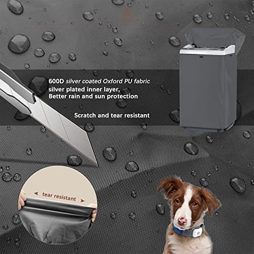 Portable Washing Machine Cover,Top Load Washer Dryer Cover,Waterproof Full-Automatic,Wheel Washing Machine Cover(L,Grey) #TOP2