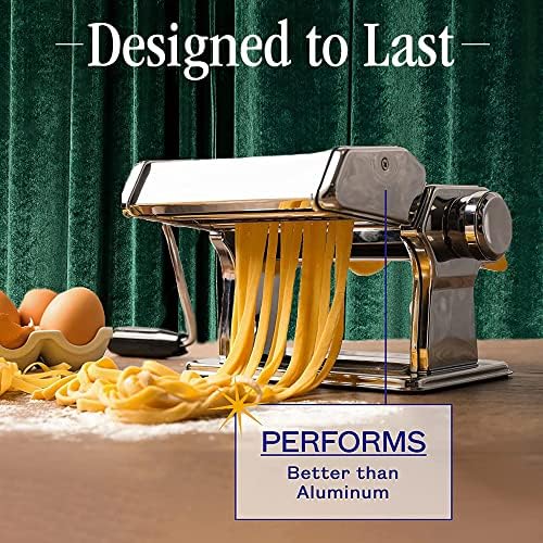 Pasta Maker Machine, Manual Hand Press, Adjustable Thickness Settings, Noodles Maker with Washable Aluminum Alloy Rollers and Cutter, Perfect for Spaghetti, Fettuccini, Lasagna - Image 2