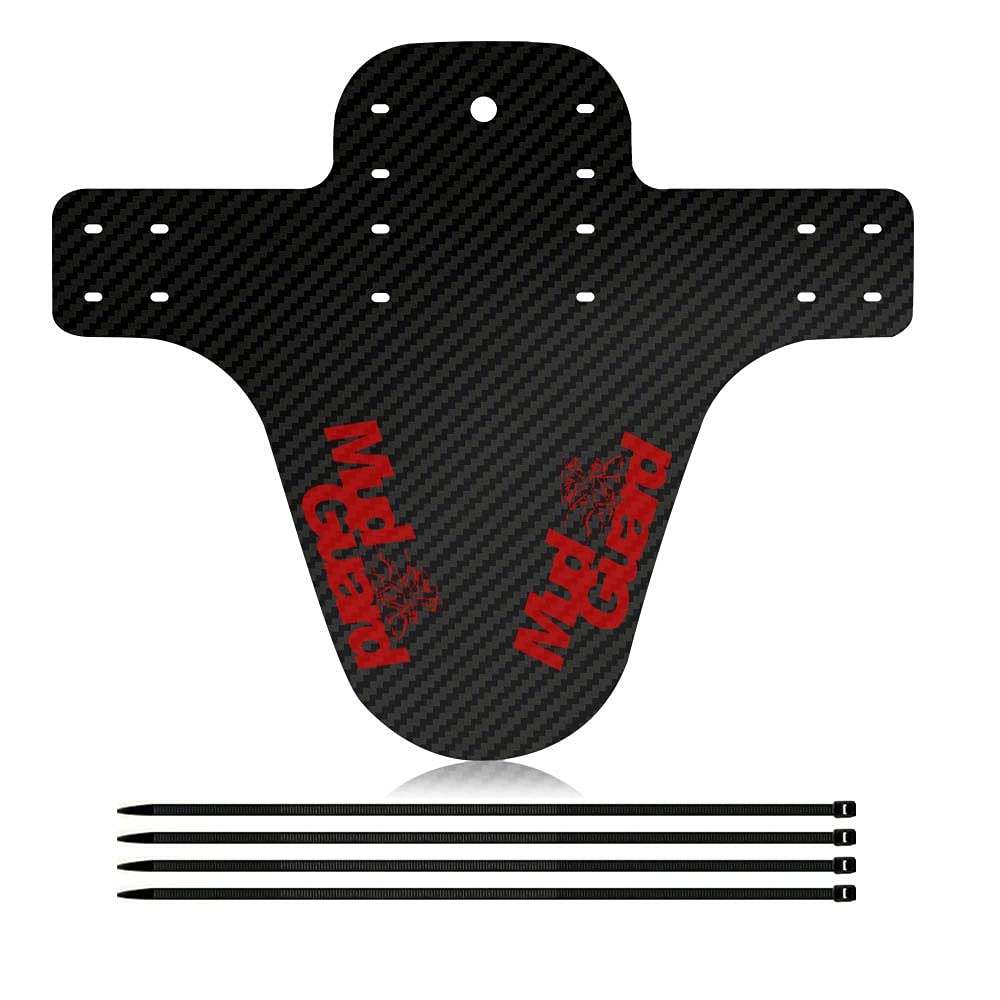 Plastic Mountain Bike Front Rear Mudguard, Removable Carbon Fiber Mudguard Cycling Accessories(red)