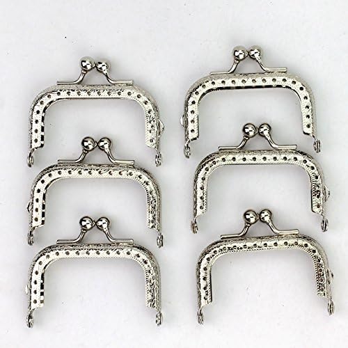 Kissdiy 6pcs 2.5 inch Metal Purse Frames Silver Snap Clasp for Small Coin Style Purse Silver Tone 6.5cm