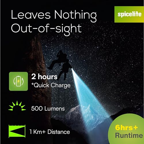 Image of 5W High Power LED Rechargeable Torch Light | 1KM Long Range Beam | Up to 6 Hours Backup | 2 Light Modes | 500 Lumens | ABS Body Unbreakable | IP 20 Rated | USB Type C Fast Charging