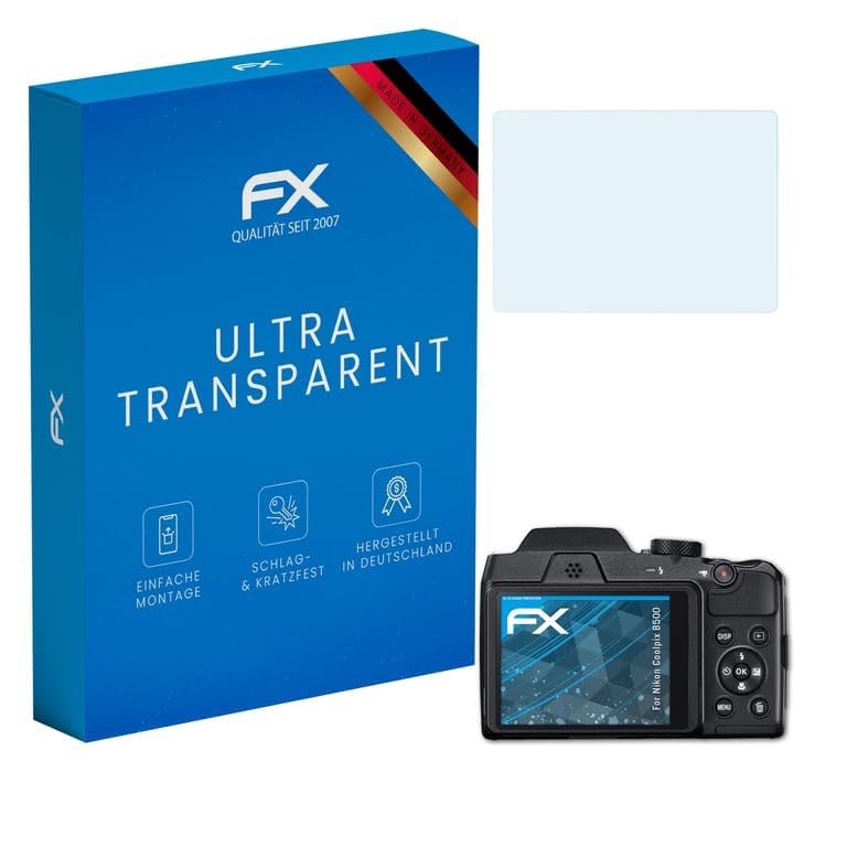 atFoliX Screen Protection Film compatible with Nikon Coolpix B500 Screen Protector, ultra-clear FX Protective Film (3X)
