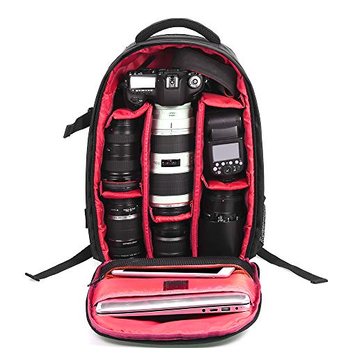 Mochila de cámara DSLR impermeable HUIOP con compartimentos multifuncionales 8