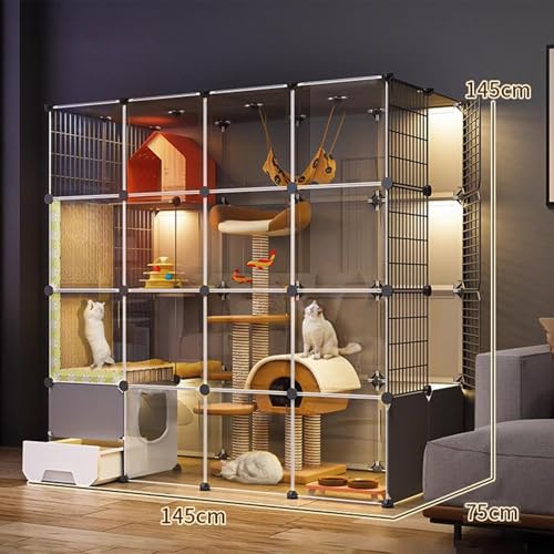 Cage pour plusieurs chats grand format avec litière bas de caisse propre - 8
