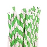 Lime Green Striped Straws (24 Pack) 7 3/4