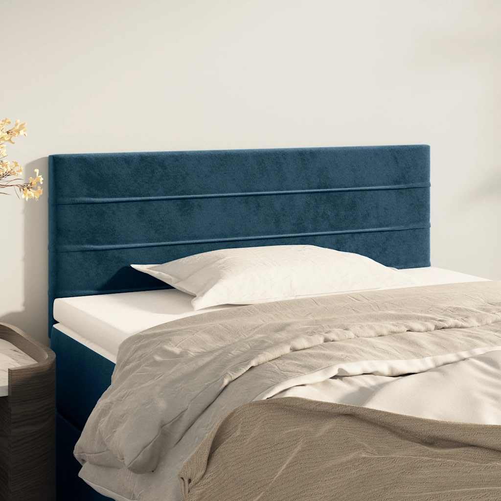 Cabecero de terciopelo azul oscuro 90 x 5 x 78/88 cm para cama