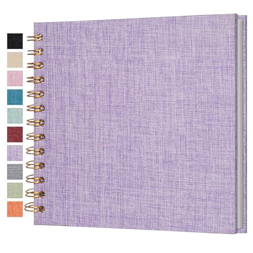 Cherrich Small Scrapbook 7x7 Inch, Linen Photo Album Mini Scrap Book, Kraft White Pages Memory Book for Wedding, Baby, Family, Graduation, Travel, Dog, Vacation -  MJ6C-Purple