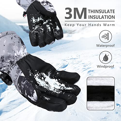 Image of Ski Gloves,Snow Gloves Waterproof Winter Warm Cold Weather Touchscreen Gloves for Parent& Child Kids Skiing,Snowboarding