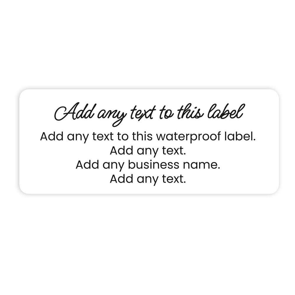White Colourblock Waterproof Labels - Add Any Text - Pack of 30