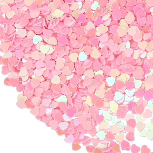 uxcell 1.94oz(55g) Heart Glitter Confetti 3mm Art Craft Glitter Holographic Sequins Table Confetti Laser Sequins for Crafts DIY Nail and Party Wedding Festival Decoration Pink