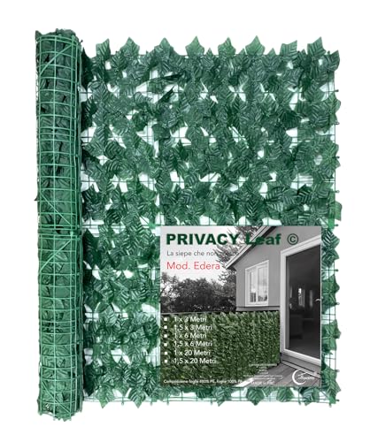 Tex family SIEPE Privacy Leaf EDERA Finta Artificiale a Foglie per Muri e Balconi Ornamentale frangivista Sempre Verde - 1 x 3 Metri