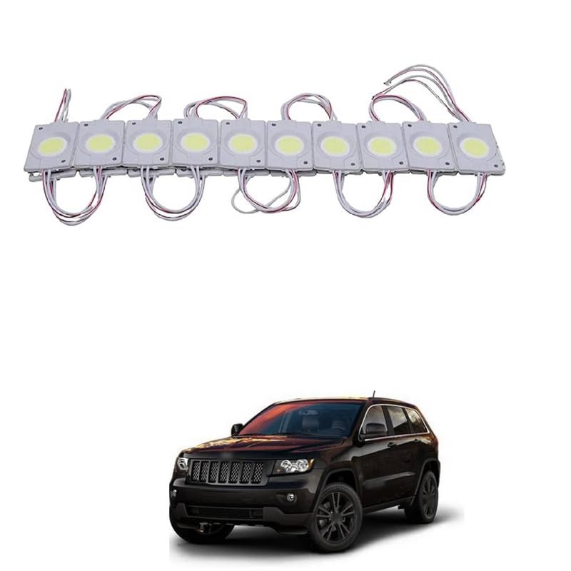 LOVMOTO Universal LED Module Light Interior Exterior 12V COB Coin Injection Decorative Lamp with Adhesive Backside for Car, Home & Decoration (10 Strips, White) Comfortable For Cher-okee